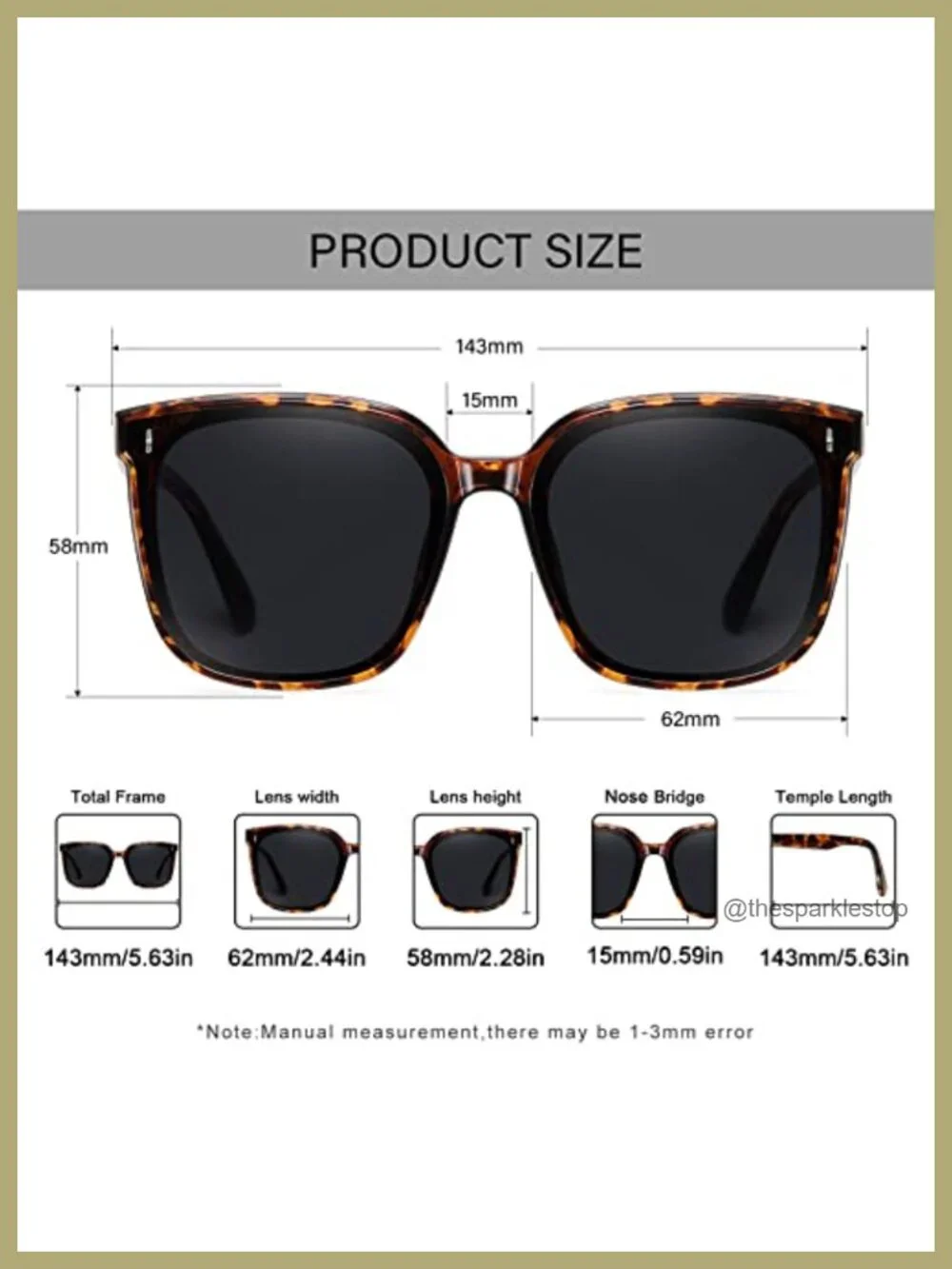 Retro Oversized Square Sunglasses for Women UV400 Protection TR90